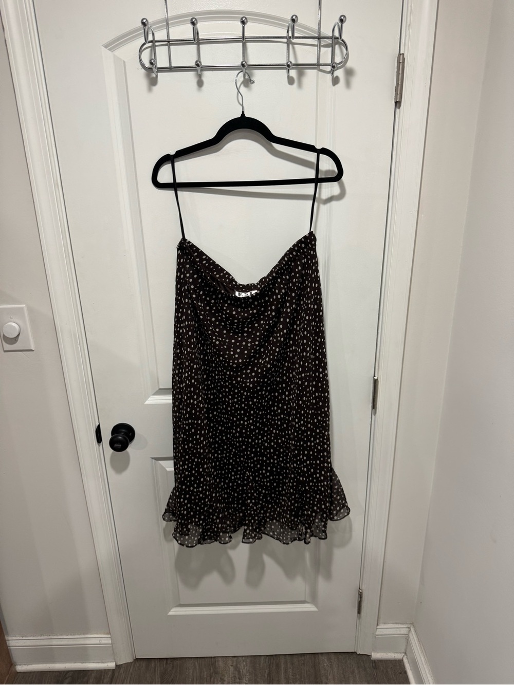 Black Polka Dot Skirt with Ruffle Hem